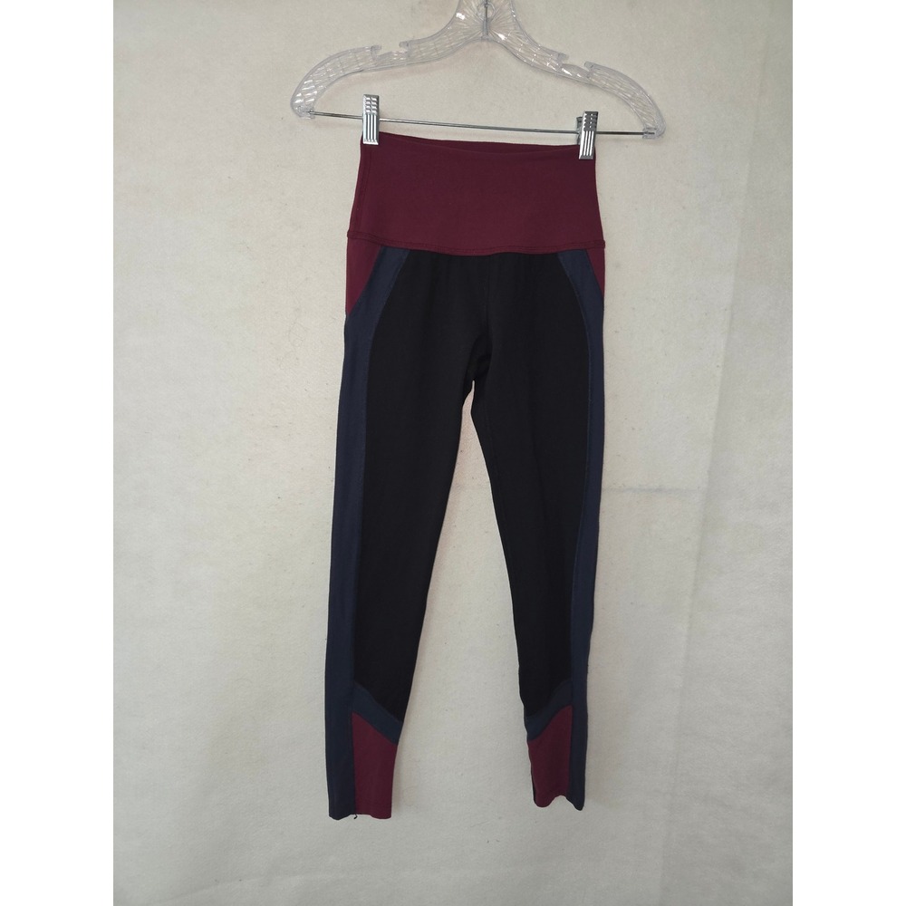 Beyond Yoga Leggings Womens XS Burgundy Black Colorblock High Waisted SP3401 - Picture 1 of 10
